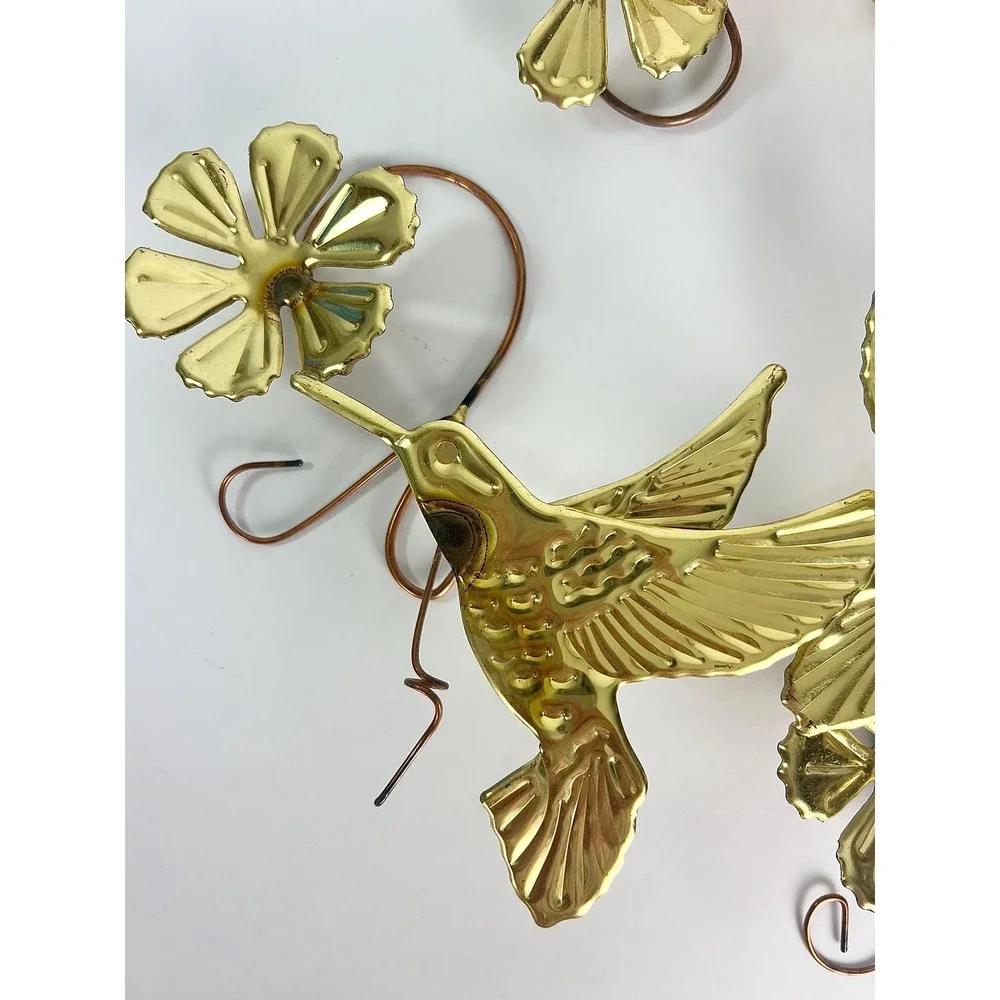 Vintage Metal‎ Art Hummingbirds Set of Three Gold Tone Wall Decor Homco 80s/90s